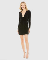 Long Sleeve Front Knot Jersey Mini Dress - FINAL SALE